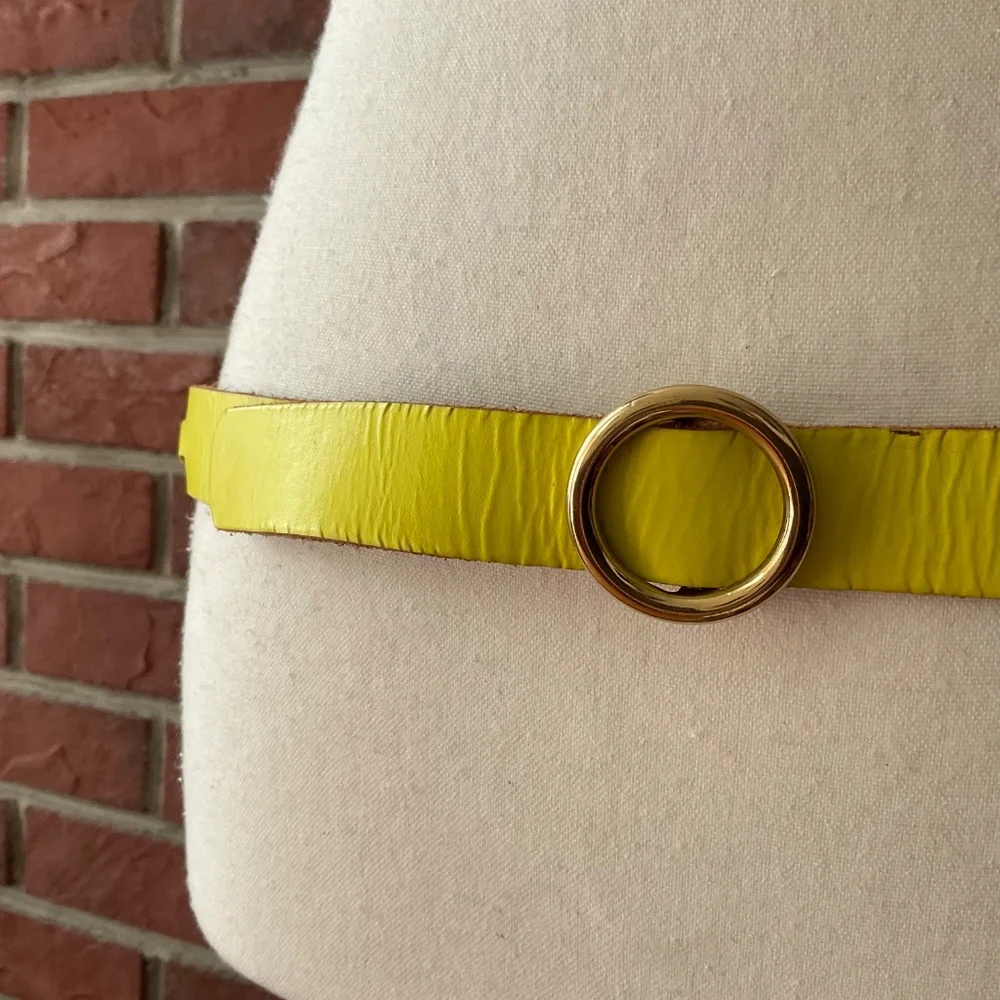 J.Crew UK Yellow Braided Leather Adjustable Belt Size XS/S NEW